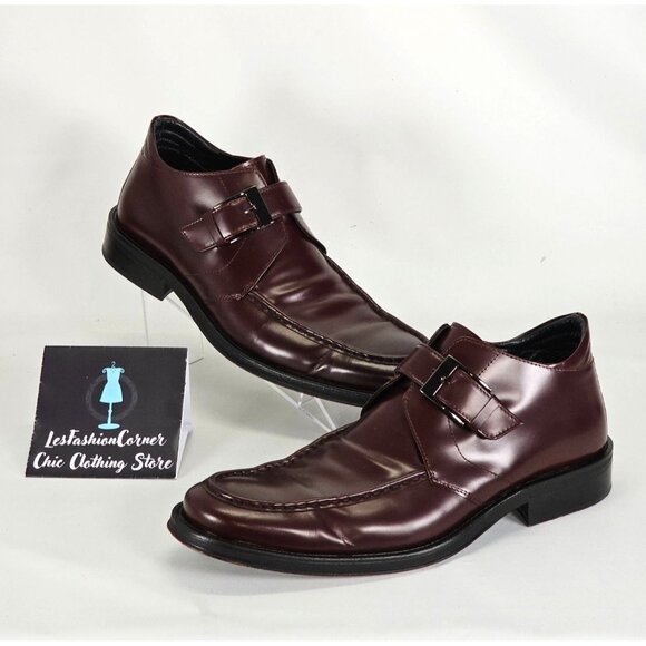 Rodolfo Zengarini Men's Burgundy Leather Monk Strap Buckle Loafers Sz 42 (9) 103 - Picture 5 of 16